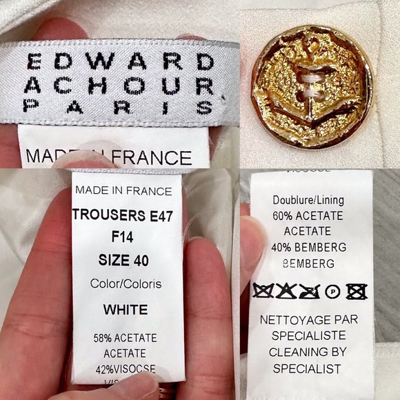 Edward Achour Paris Embellished-Button Bootcut Sailor Trousers E47 Ivory/White - Picture 3 of 16